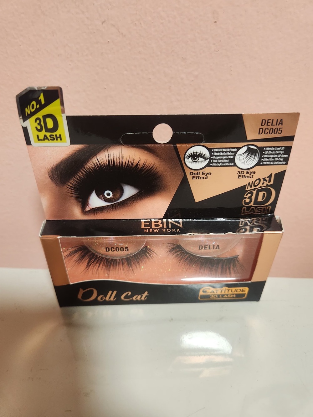 EBIN New York Doll Cat Delia DC005 3D Long Strip Lashes, Black